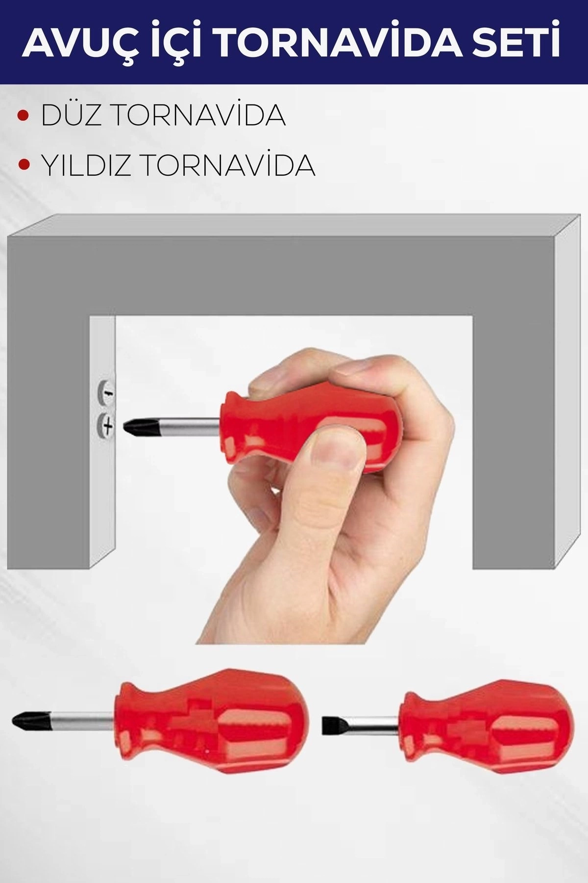 ystekno 2'li Avuç Içi Tornavida Seti Düz Yıldız - Görsel 2