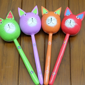 ystekno Ahşap Kedi Marakas Tekli Polos:29