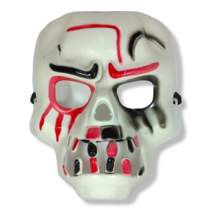 ystekno Beyaz Üzeri Rengarenk Korku Dişli Kafatası Maskesi 30x22 Cm