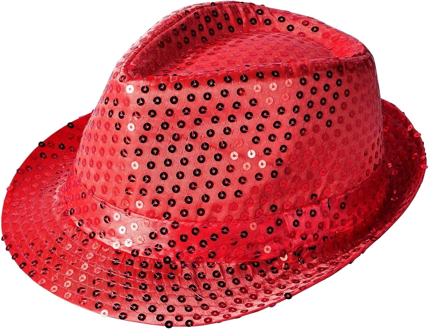 ystekno Disko Kırmızı Payetli Fötr Şapka Yetişkin Boy