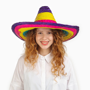 ystekno Sombrero Meksika Şapkası Renkli Örme Hasır Çocuk Boy