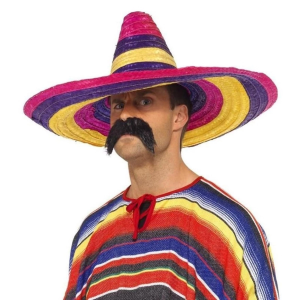 ystekno Sombrero Meksika Şapkası Renkli Örme Hasır Yetişkin Boy