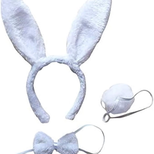 ystekno Tavşan Kostüm Seti Taç Papyon Kuyruk Beyaz Renk